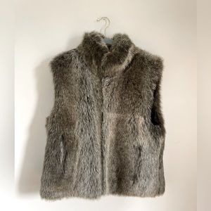 Blassport Large L brown black fur vest reversible with pockets